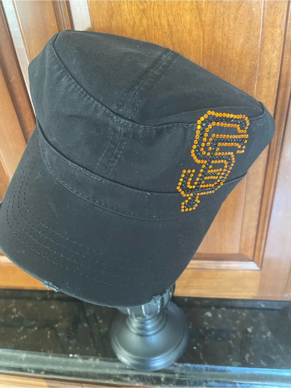 San Francisco Orange Crystal Logo Black Military Cap